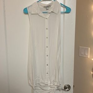 Long white tank button up